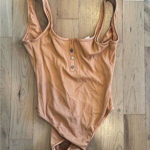 L*Space Ribbed Bodysuit in Peach